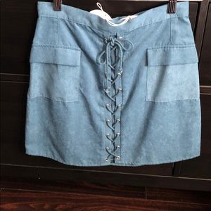 Blue skirt with lace up front